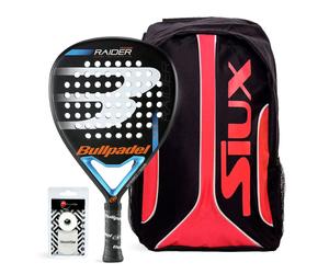 Pack Bullpadel Raider Power Azul y Mochila Siux Fusion Red
