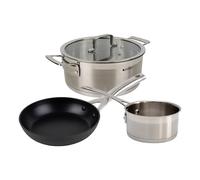 Pack Cacerola de Inducción 4,3 l con Tapa, Cazo 1 L Acero Inoxidable, Sartén Antiadherente 20 cm Inducción