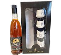 Pack caja de licor de bellota con vasos para servir de Beso Extremeño. 70 cl.