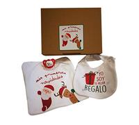 PACK CAJA SOY TU MEJOR REGALO con BODY + BABERO + CHUPETE MIS PRIMERAS NAVIDADES REGALO BEBE REGALO PRIMERIZOS (12 MESES)