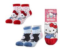 Pack Calcetines Tobillero Hello Kitty Niños y Niñas - Pack 2 Pares Calcetines Cortos Infantiles Hello Kitty, Suaves Cómodos y Transpirables, Ideales para Primavera y Verano, Talla 36/43