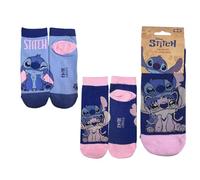 Pack Calcetines Tobillero Stitch Niños y Niñas - Pack 2 Pares Calcetines Cortos Infantiles Disney, Suaves Cómodos y Transpirables, Ideales para Primavera y Verano, Talla 36/43
