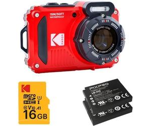 Pack Cámara Digital Kodak Pixpro WPZ2RD6 + 2 Baterías + 1 MicroSD/ 16MP/ Zoom Óptico 4x/ Rojo