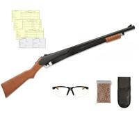 Pack Carabina de Aire Comprimido Daisy 25 Pump Gun 4.5mm - Escopeta de Perdigones con Mira Ajustable + Tarjeta de Armas + Balines 4.5 + Gafas Protectoras + Funda. Carabina Perdigón Daisy 25 Pump Gun