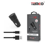 Pack Cargador Coche 1A + Tipo C 5P 1A 1m Negro
