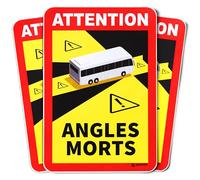 Pack Carteles Adhesivos Attention Angles Morts (25x17cm) Señal Advertencia Obligatoria para Circular por Francia, Pegatina de Alta Adherencia con Protección UV y Topcoat (Autobús y Caravanas)