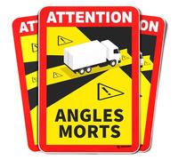 Pack Carteles Adhesivos Attention Angles Morts (25x17cm) Señal Advertencia Obligatoria para Circular por Francia Pegatina de Alta Adherencia con Protección UV y Topcoat (Camión)