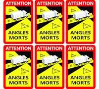 Pack carteles adhesivos Attention Angles morts para camión Homologado 25x17cm Señal ángulos muertos Pegatina de alta adherencia con protección UV para camiones (6 unidades)