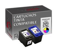 Pack Cartuchos Tinta Compatible para HP 56 XL / 57 XL/Negro y Tricolor 20/18ml T99 T100