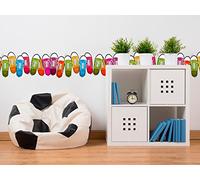 Pack Cenefa autoadhesiva Papel Pintado Para Pared Juvenil Zapatillas Colores | Cenefa para paredes | Papel Pintado | Cenefa | 5 Unidades 120 x 15 cm | Decoración comedores, salones, habitaciones...