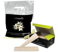 Pack Cera Depilatoria 1 Kg + 100 Espátulas Faciales para Depilación con Cera | A Elegir Ceras Calientes Depilacion Profesional 1000gr (Marfil)