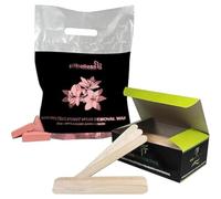 Pack Cera Depilatoria 1 Kg + 100 Espátulas Faciales para Depilación con Cera | A Elegir Ceras Calientes Depilacion Profesional 1000gr (Rosa)