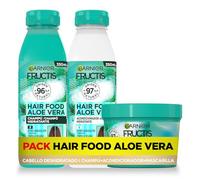Pack Champú + Acondicionador + Mascarilla para Pelo Normal a Seco, con Aloe Vera Hidratante, Limpia, Suaviza y Nutre, Cabello Suave y Sin Apelmazar, Set de 3 Productos, Fructis Hair Food de Garnier