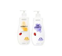 Pack Champú con Manzanilla y Tila y Gel Corporal, Cosmética Pediátrica para Pieles Sensibles. Lote compuesto po r una unidad de Champú de 400 ml + una unidad de Gel de 400 ml