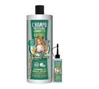 Pack Champú + Tónico Capilar, Tratamiento Rapunzel, Dona Flora Cosméticos, con Ingredientes activos de Biotina, Vitaminas y Castaña de Indias. Para todo tipo de Cabellos. Tratamiento de Crecimiento y