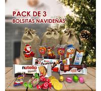 Pack Chocolates y Chuches Navidad - 3, 5 o 8 x Bolsas de Navidad con Kinder Bueno, Happy Hippo y + 15 Chocolates y Chuches de Navidad para Niños - Perfecto para Regalar en Navidad y Reyes Magos