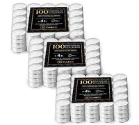 Pack Cia&Co 300 Velas de te 4 Horas. Velas Blancas Redondas sin Aroma y 100% Parafina. Diámetro 38 mm, Ideal Hostelería Sin Olor