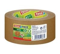 tesa Cinta de embalaje tesapack ecoLogo – Papel 60% origen biológico Marrón 50 m x 50 mm 3 cintas