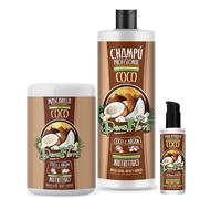 Pack Coco & Argan: Champú 1000ml + Mascarilla Capilar 1000ml + Serum 100ml - Hidratación y reparación para cabellos y dañados