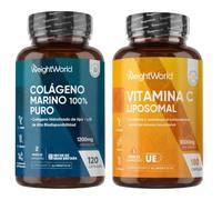 Pack Colágeno Marino 1200mg + Vitamina C Liposomal 1000mg | 120 Cápsulas de Colágeno Hidrolizado Puro + Ácido Ascórbico con Rosa Mosqueta - Cápsulas Sin Gluten ni OGM