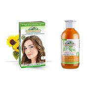 Pack Coloracion RUBIO 7 Permanente 140ml + Champu Henna RUBIO 300ml - Tinte sin amoníaco, resorcinol ni parabenos. Los champús a la Henna potencian la durabilidad del color