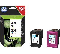pack combo cartuchos hp 301 negro + tricolor blister