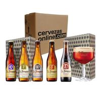 Pack combo degustación estuche regalo cervezas Holandesas Trapenses la Trappe: 5 cervezas 33cl + 1 vaso