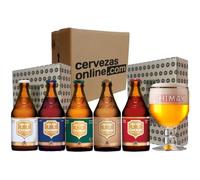 Pack combo degustación regalo estuche cervezas Belgas Trapense Chimay 5 cervezas 33cl + 1 vaso
