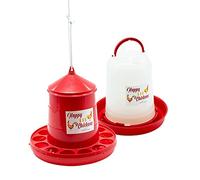 Pack Comedero 2kg y Bebedero 3L para Gallinas y Otras Aves de Corral - Plástico Resistente - Incluye Cuerda Cuelga-Tolvas - Incluye Guía Práctica de Alimentación de Las Gallinas