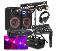 Pack completo Max Sonido DJ 500W RMS Bluetooth Iluminación Máquina de humo