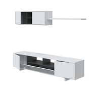 Pack completo muebles salón belus color blanco comedor estilo moderno (mueble modular + mesa de centro + mesa comedor)