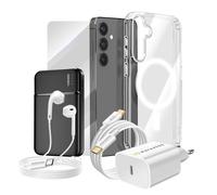 Pack Completo para Galaxy S24 Funda Cristal Cargador Batería Externa Auriculares
