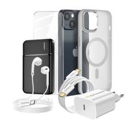 Pack Completo para iPhone 14 Funda Vidrio Cargador Externa Auriculares