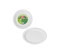PACK CON 25UNID. PLATOS BLANCOS CARTÓN 23CM BEST PRODUCTS GREEN