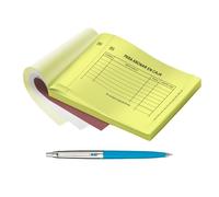 Pack con 8 Talonarios de mostrador ABONAR EN CAJA 70 x 150 mm numerados Rayados con Matriz + Bolígrafo INOXCROM B55 Azul (Amarillo)