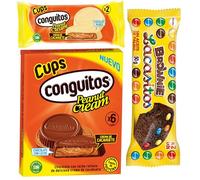 Pack Conguitos cups blanco 34g,Lacasitos brownie 50g,Conguitos cups leche pack 3x34g