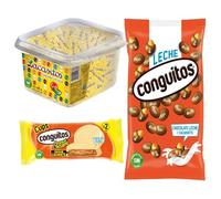 Pack Conguitos cups blanco 34g,leche bolsa 1kg,Lacasitos pack 3x200u