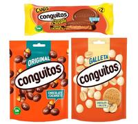 Pack Conguitos galleta blanco doyp 120g,negros doypack 220g,cups leche 34g