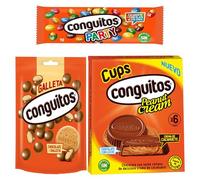 Pack Conguitos galleta leche doyp 120g,party bolsa 70g,cups leche pack 3x34g