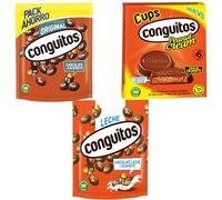 Pack Conguitos negro doypack 350g,leche doypack 220g,cups leche pack 3x34g