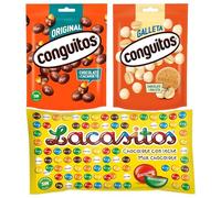 Pack Conguitos negros doypack 220g, galleta blanco doyp 120g,Lacasitos bolsa 1kg
