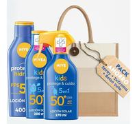 Pack Crema Solar para Niños y Adultos SPF 50 + Spray + Bolso de Yute de Regalo - Protector hidratante y resistente al agua con protección UVA/UVB