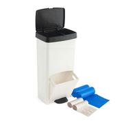 Pack cubo de basura o reciclaje 70l en blanco y negro, vertical, 2 compartimentos, 76 cm, fácil gestión, incluye bolsas de basura adaptadas(10l + 30l 30 cm