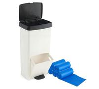 Pack Cubo de basura o reciclaje 70L, VERTICAL, 2 Compartimentos, Papelera residuos, 76 cm, fácil gestión, INCLUYE 5 rollos (75 bolsas) de basura adaptadas 30L