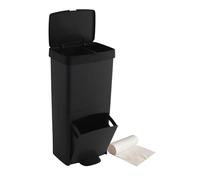 Pack Cubo de basura o reciclaje 70L VERTICAL, 2 compartimentos, Papelera residuos INCLUYE bolsas de basura adaptadas: 1 rollo 10L (15 bolsas)