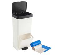 Pack Cubo de basura o reciclaje 70L, VERTICAL, 2 Compartimentos, Papelera residuos INCLUYE bolsas de basura adaptadas: 1 rollo 30L (15 bolsas) + 1 rollo 10L (15 bolsas)