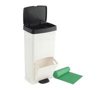 Pack Cubo de basura o reciclaje 70L VERTICAL, 2 compartimentos, Papelera residuos INCLUYE bolsas de basura adaptadas: 1 rollo 50L (10 bolsas)