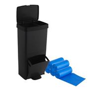Pack Cubo de basura reciclaje residuos 70L en NEGRO, VERTICAL 2 Compartimentos 76 cm. INCLUYE 75 bolsas de basura adaptadas: 5 rollos 30L
