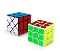 Pack Cubo Mágico 3x3 Blanco Colores Fluor + Cubo Diagonal 3x3 Negro. Cubos Yong Jun, Juguete Puzzle Secuencia 3D para Niños y Adultos. Rompecabezas de Velocidad. Esquinas Redondeadas.