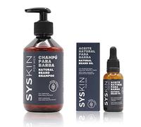 Pack Cuidado Barba para Hombre SYSKIN. Aceite y Champú y Acondicionador. Limpia, Hidrata y Acondiciona. Con Argan, aguacate y Jojoba. Fortalecedor y Nutritivo. Natural.